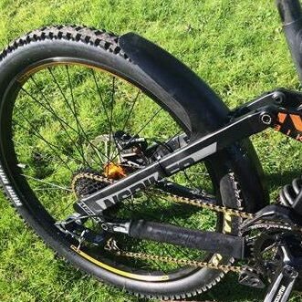 Mountain bike with fenders, showing the difference in mud protection.