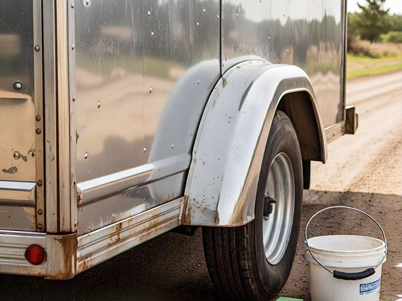 The picture showing the importance of cleaning your fenders to prevent damage.