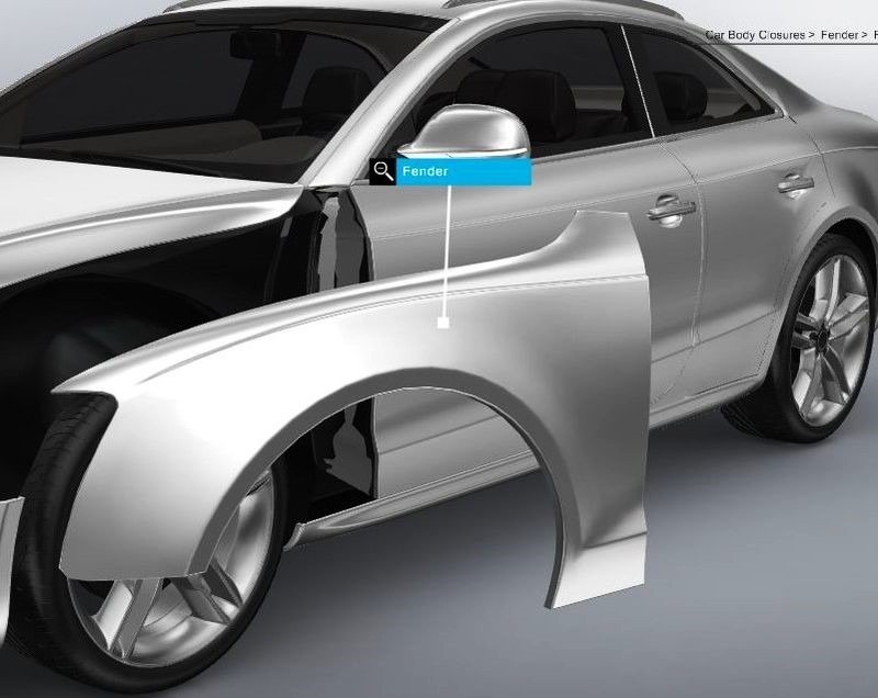 A close-up view highlighting the detailed structure of a car's fender, explaining why fenders are required on cars